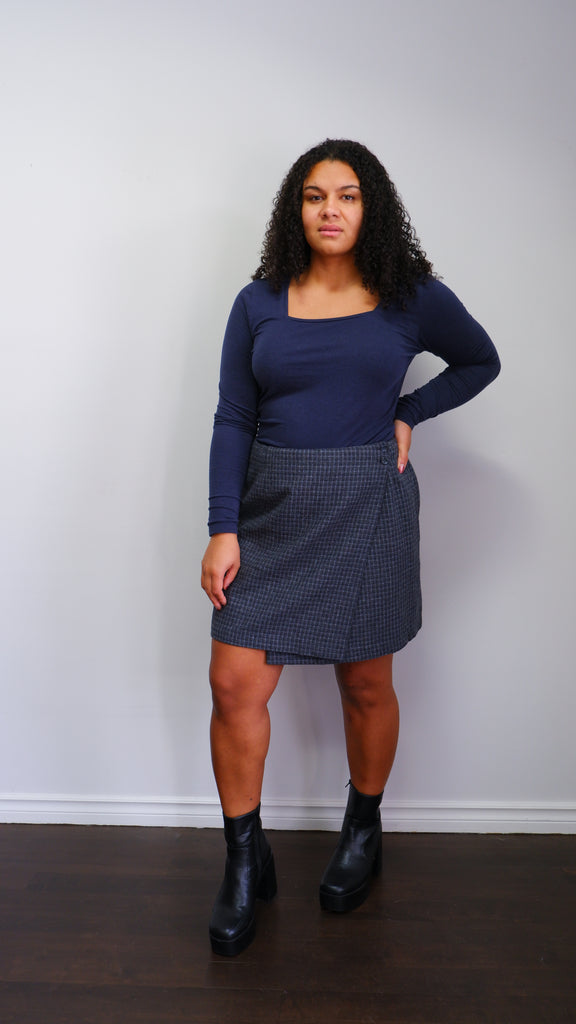 Wool-Blend Mini Skirt in Plaid
